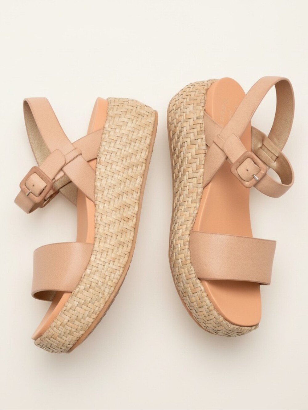 New Kork-Ease Hallie Women's Tan Leather Platform Sandals Size 9